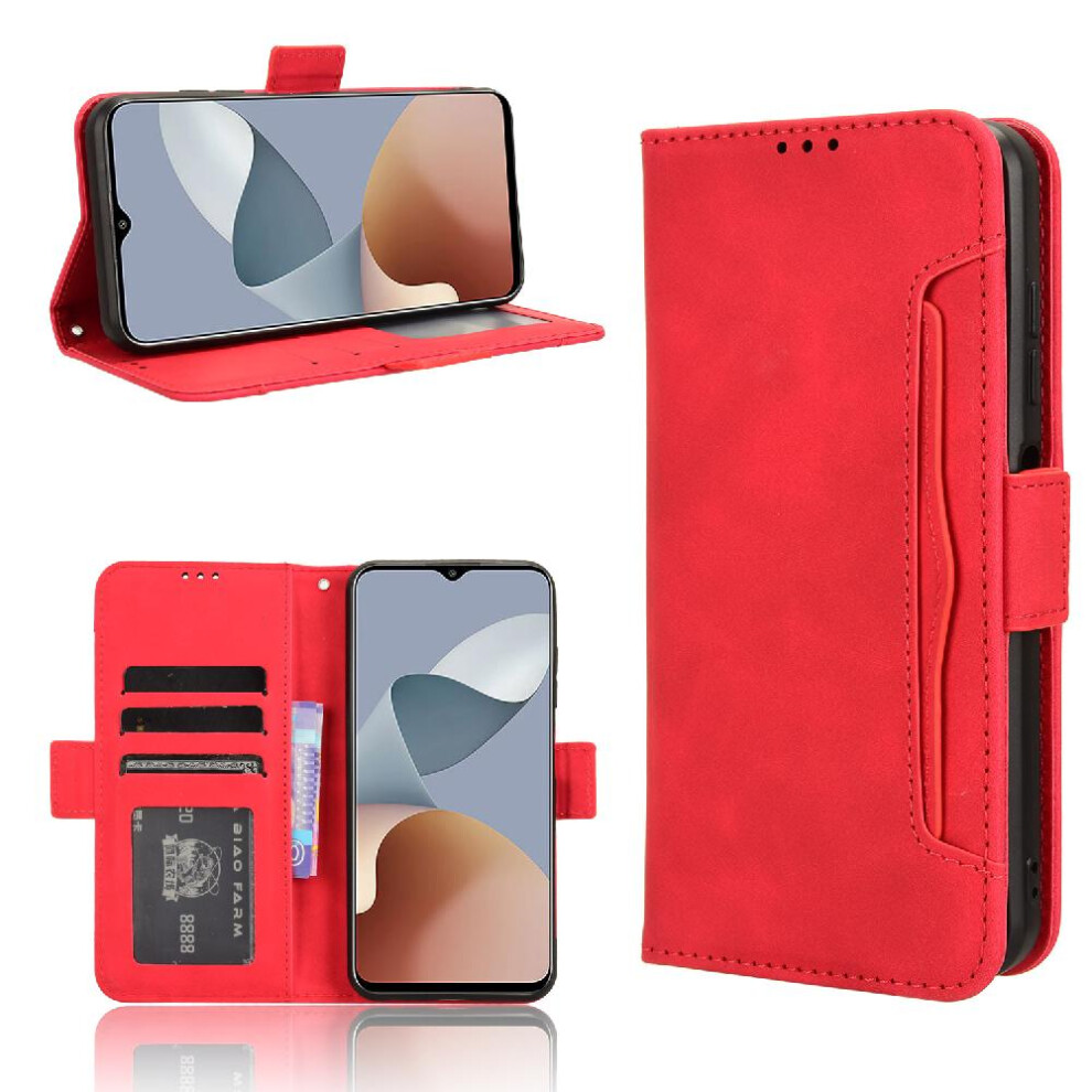 (Red) Case For Zte Blade V50 Desig 4G Adjustable Detachable Card Holder Leather Wallet Cover Magnetic Closure Red 764762599485