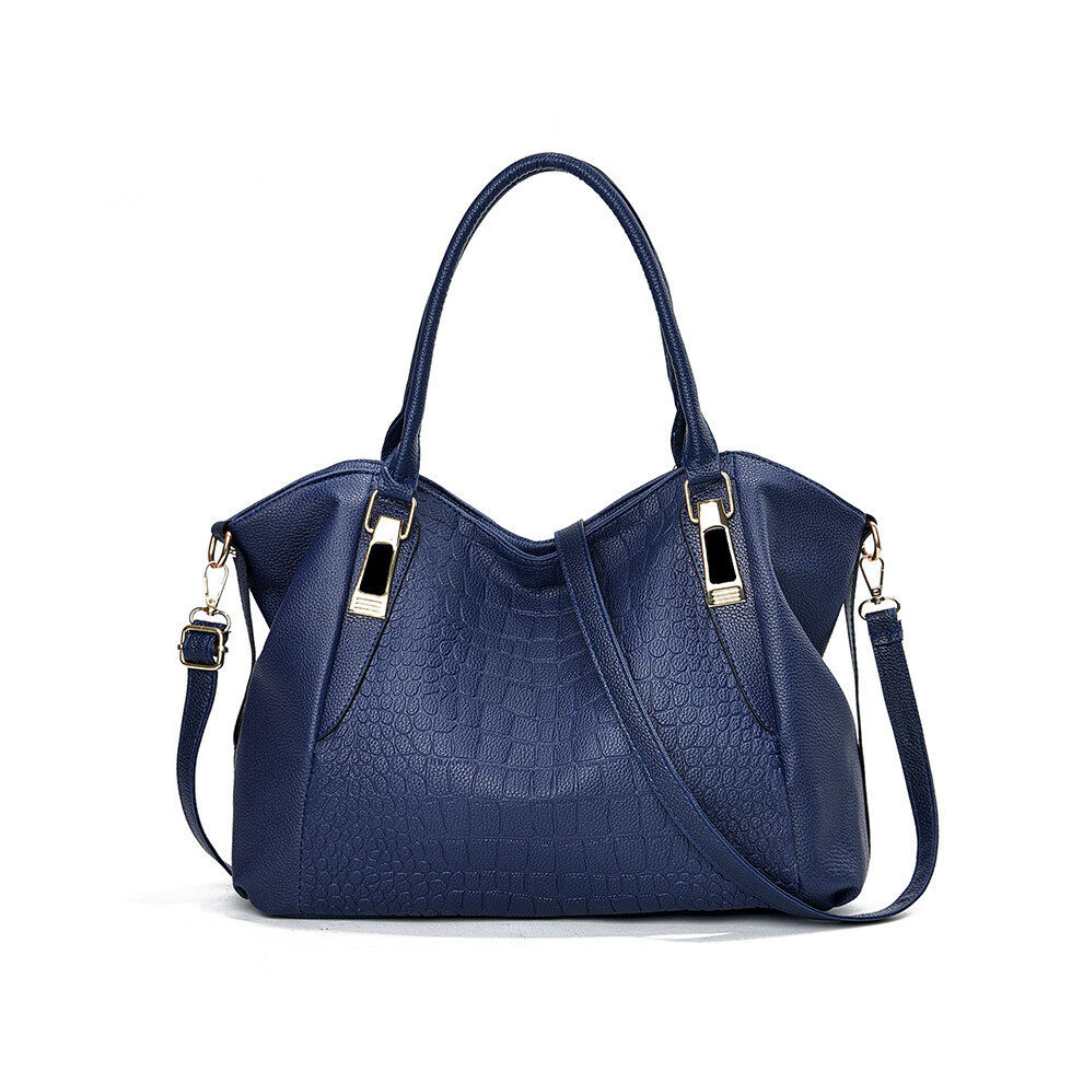 New Women's (Blue) Handbag Shoulder Bag With Crocodile Skin Pattern Large Capacity Portable Blue