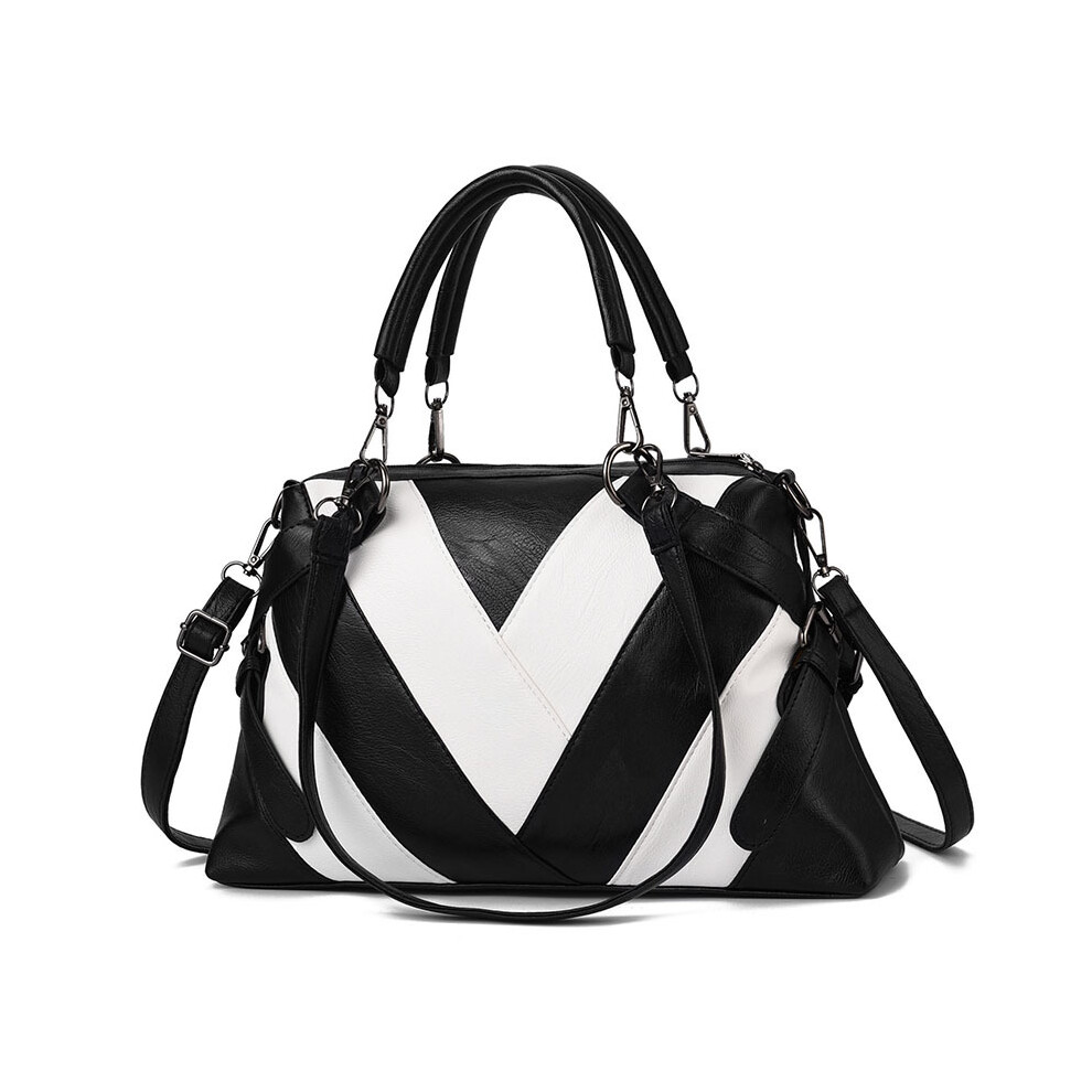 Veishet (Black White) Pu Material Shoulder Bag Crossbody Underarm Bag Large Capacity Handbag Women White,Black