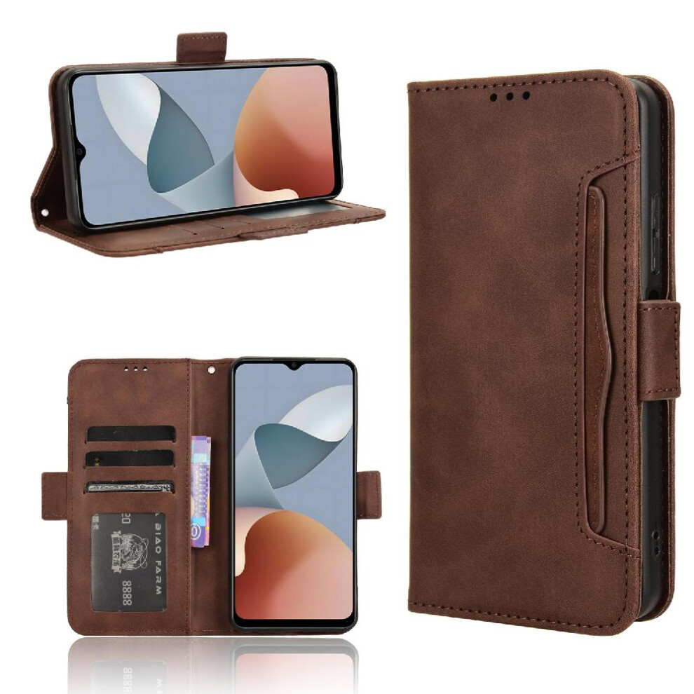 Photos - Case   For ZTE Blade A54 Magnetic Closure Adjustable Detachable Card Holder Leather Wallet Cover(Brown)