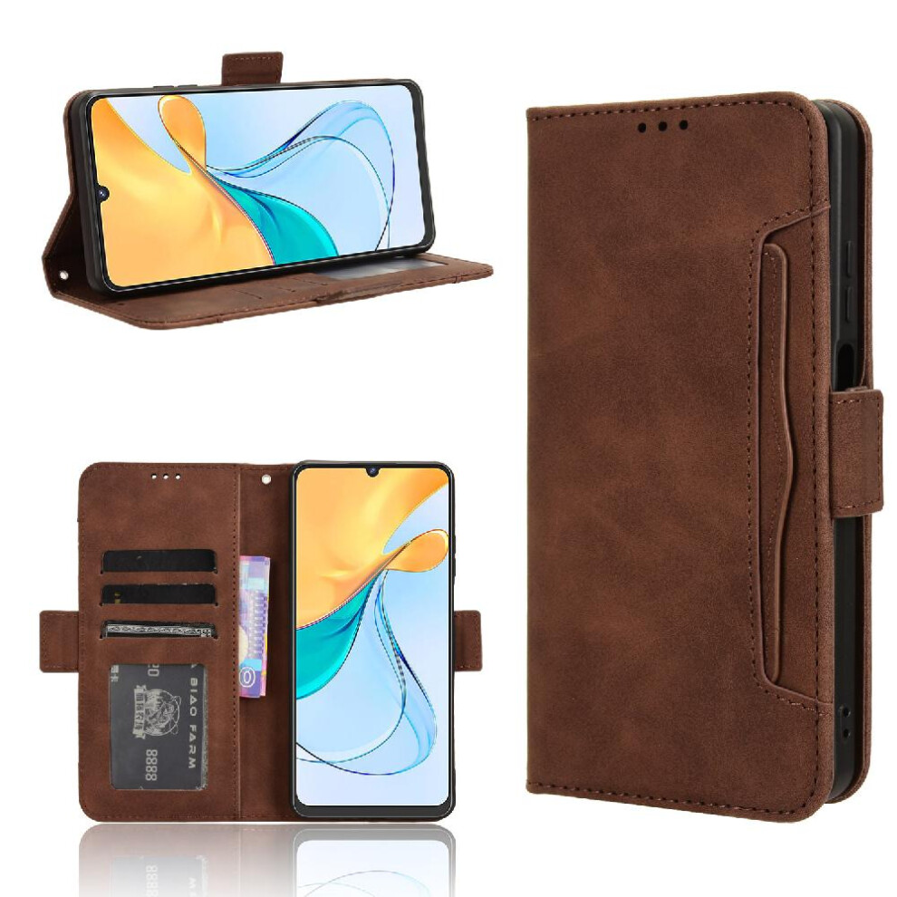 (Brown) Case For Zte Blade V50 Vita 4G Leather Wallet Cover Adjustable Detachable Card Holder Magnetic Closure Brown 764762599676