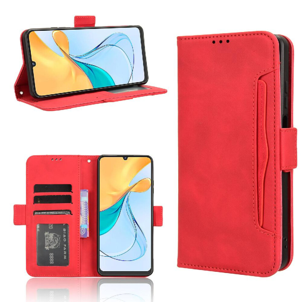 (Red) Case For Zte Blade V50 Vita 4G Leather Wallet Cover Adjustable Detachable Card Holder Magnetic Closure Red 764762599683