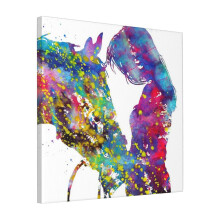 Canvas Print Only Girl With Horse Wall Art Poster Room Decor 18x18 inch No Frame