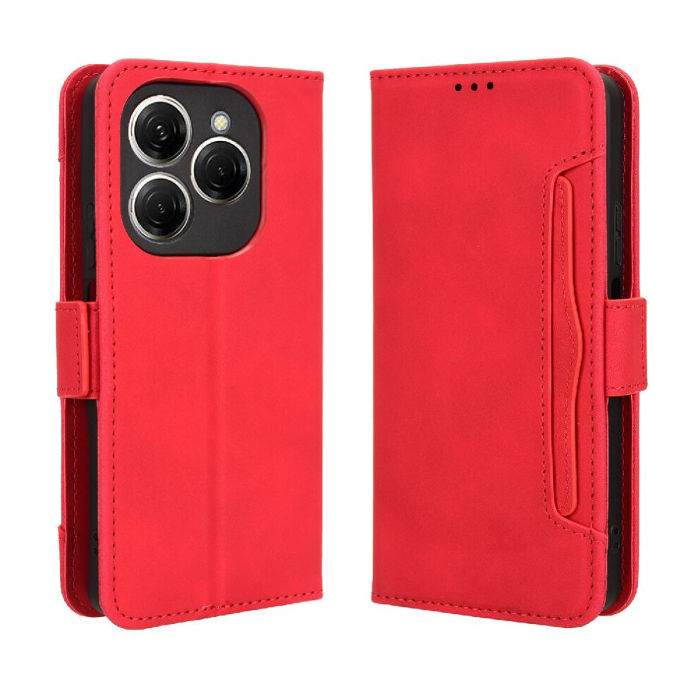 Photos - Case   For Tecno Spark 20 Pro 4G Magnetic Closure Leather Wallet Cover Adjustable Detachable Card Holder(Red)