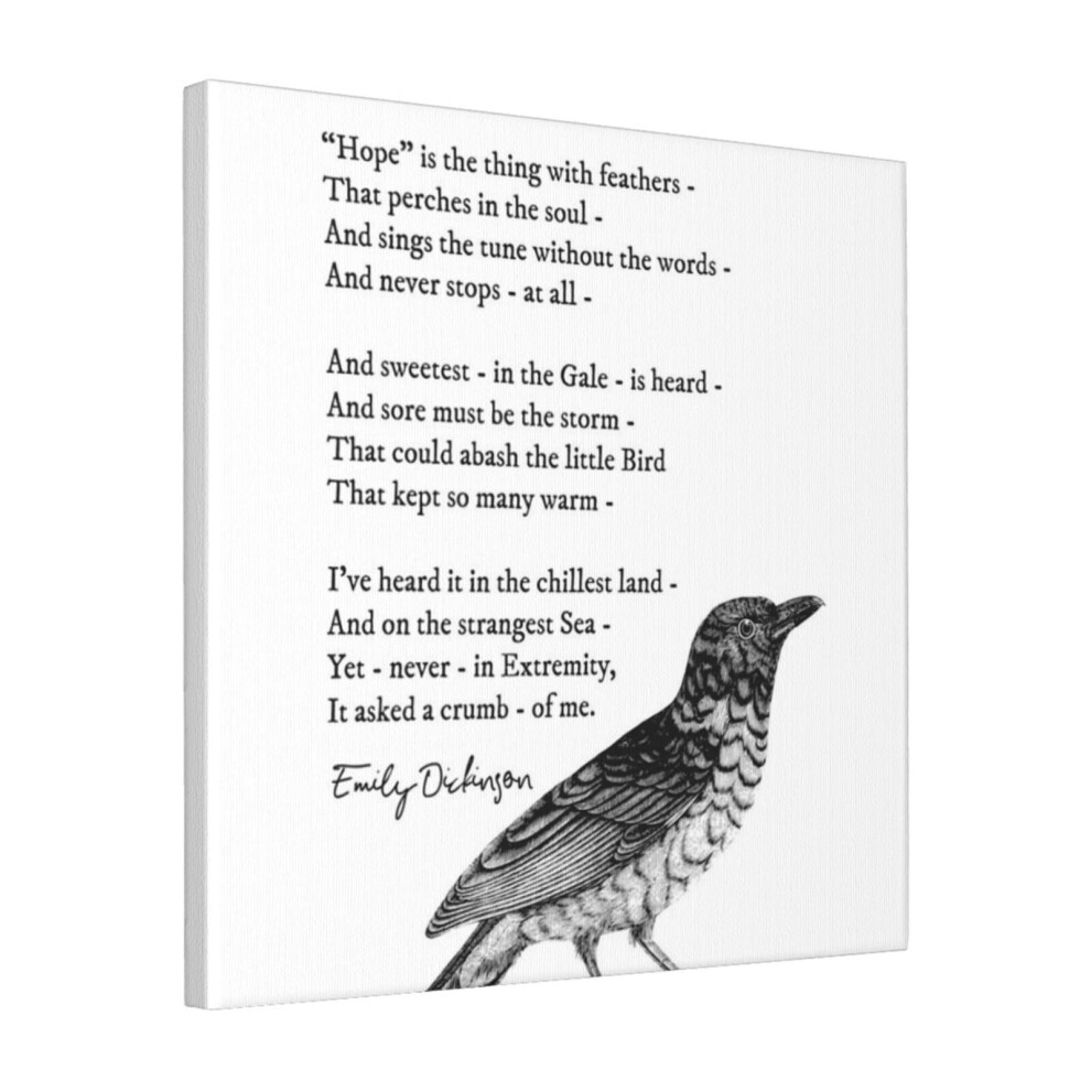 Canvas Print Only 'Hope Is The Thing With Feathers' Emily Dickinson Inspirational Poem Wall Art Poster Room Decor 18x18 inch No Frame-image-OPC-PDPJ6RD-NEW