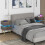 Costway Modern Bedside Table End Table W/ 2 Drawer Charging Station Metal Legs 9