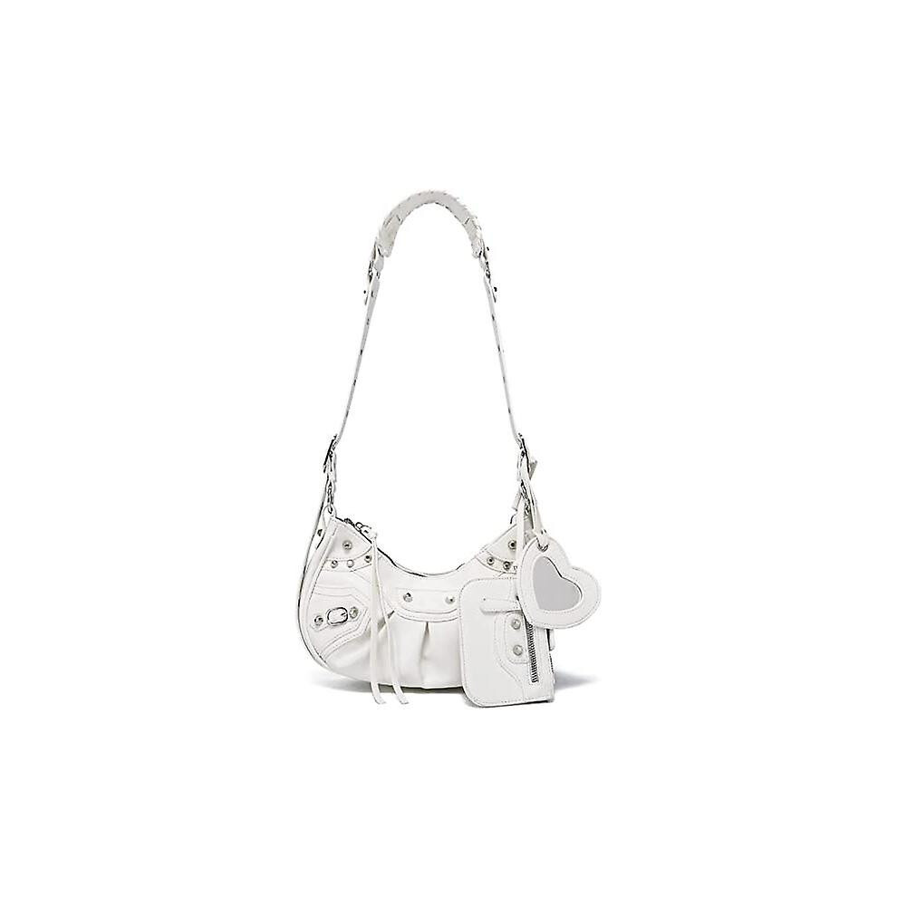 (White) Shoulder Bag For Women Punk Style Rivet Satchel Handbags