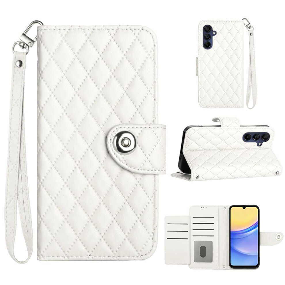 (White) Case For Samsung Galaxy A55 5G Wallet Cover Shockproof Stylish Protective Wrist Strip Card Holder