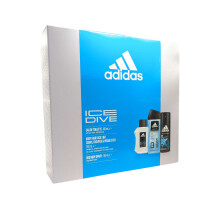 Ice Dive Men Adidas Eau de Toilette Spray 100ml Shower Gel 250ml, Deo Body Spray 150ml