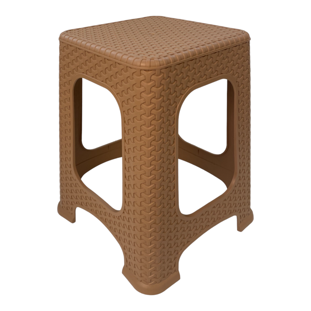 Large Rattan-Effect Stackable Plastic Stool