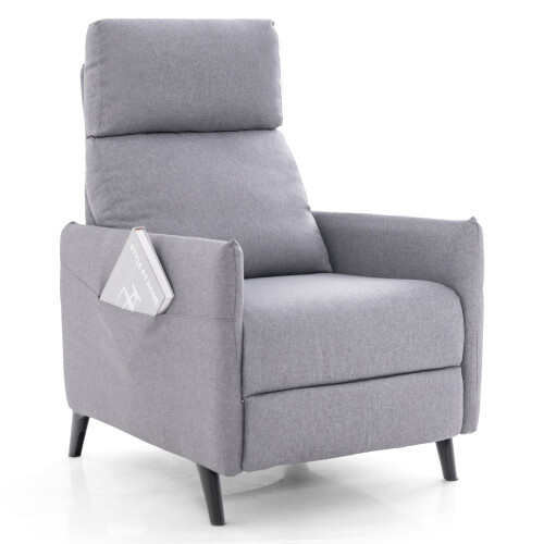 Costway Padded Recliner Armchair Push Back Single Sofa W/ Adjustable Footrest