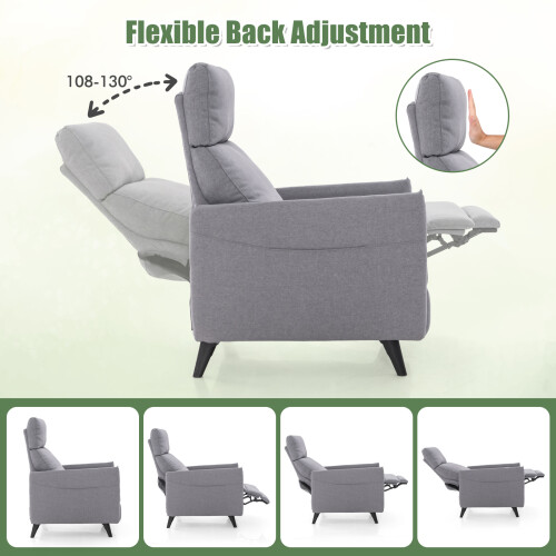 Costway Padded Recliner Armchair Push Back Single Sofa W/ Adjustable Footrest 1