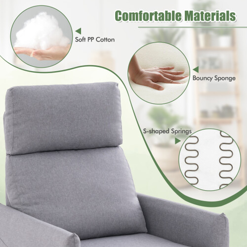 Costway Padded Recliner Armchair Push Back Single Sofa W/ Adjustable Footrest 2