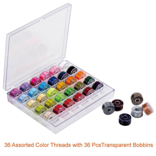 36-Piece Bobbins and Sewing Thread Set with Case and 60cm Measuring ...