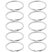10x 50mm Nickel-Plated Split Ring Key Ring Set - Heavy-Duty Large Sprung Hoops for Keys