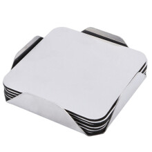 Coasters - Stainless Steel Holder with Coaster Set -Drink Milk Coffee Tea Cup Mugs Holders Square