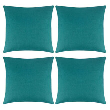 Pack of 4 Outdoor Waterproof Pillow Covers – 18x18 in Square Cushion Cases, Linen-Blend, Invisible Zipper, Weatherproof for Patio & Garden