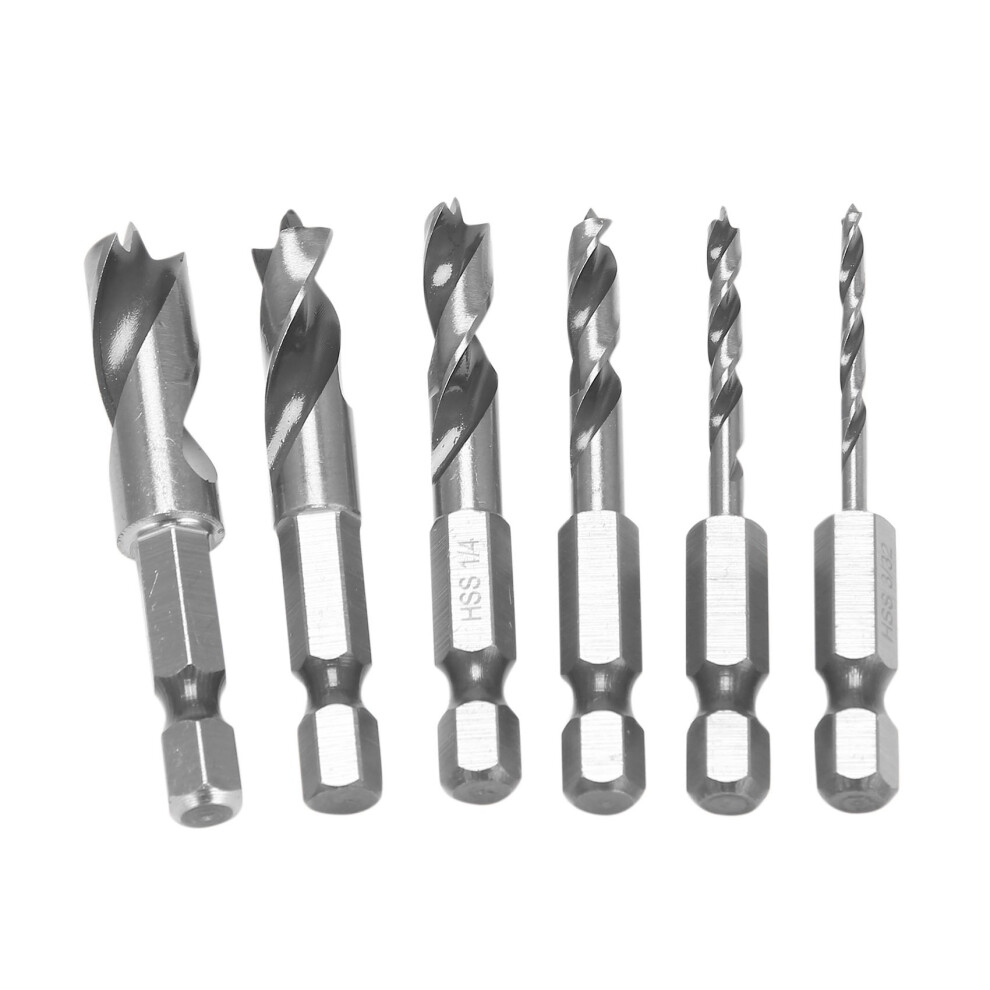 Photos - Bits / Sockets Jojomino 6Pcs HSS SAE Point Stubby Drill Bit Set for Wood with 1/4-Inch Quick Change Hex Shank 3/32 1/8 3/16 1/4 5/16 3/8 