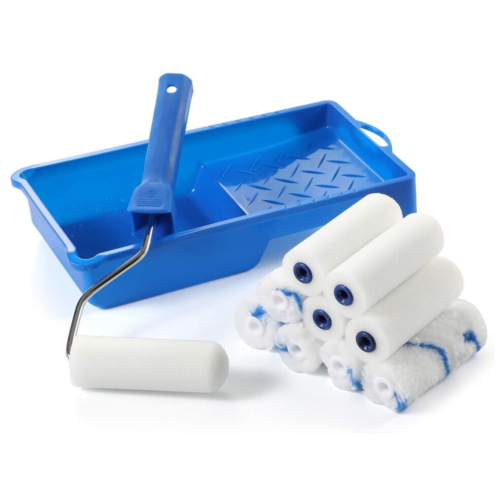 Foam Paint Roller Kit -Small Paint Tray Set Mini Roller Refills, Roller Frame,Paint Tray,4 Inch Roller Covers for House