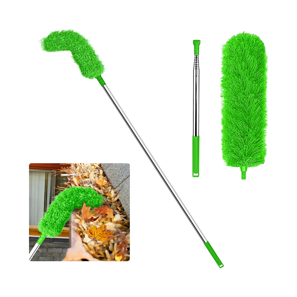 Gutter Cleaning Brush Roofing Tool with Telescopic Extendable Pole 8.2Ft Guard Cleaner Tool Easy Remove Leave, green