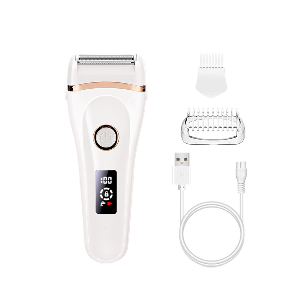 Electric Shave Ladies Shave USB Rechargeable Bikini Trimmer for Whole Body Waterproof LCD Display Wet and Dry Use