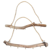 2Pcs Natural Driftwood Wall Hanging Decor with 5 Hooks - Rustic Farmhouse Jewelry Organizer, Handmade Branches
