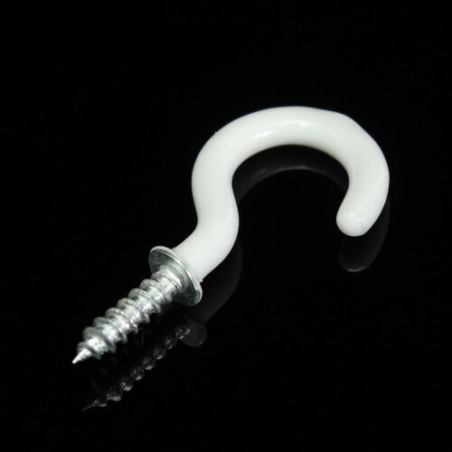 20x PVC Coated Stainless Steel Screw In Cup Hooks Ring Plant Jewelry Hanger Holder Dining Bar Tool S 1