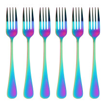 Stainless Steel Table Forks Set, 6Pcs Rainbow Color Stainless Steel Tableware Cutlery Dinnerware Set Dishwasher Safe, Fork(20cm/7.87 inch)
