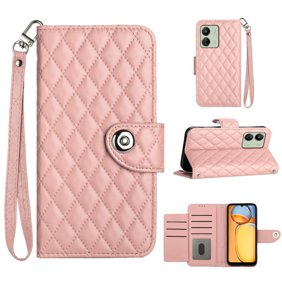 (Orange) Case For Xiaomi Redmi 13C 4G Shockproof Stylish Protective Wrist Strip Wallet Cover Card Holder Orange 764762603205