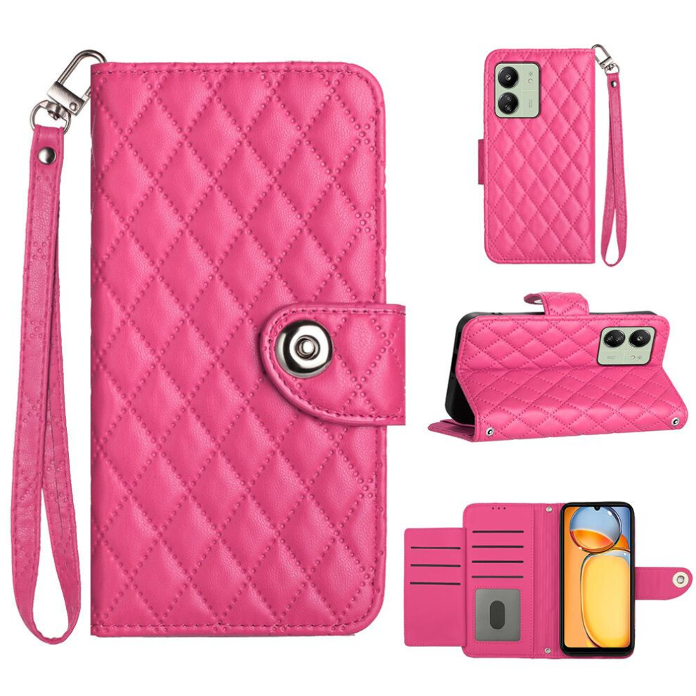 (Rose ) Case For Xiaomi Mi 13C 4G Shockproof Stylish Protective Wrist Strip Wallet Cover Card Holder Red 764762603182