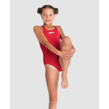 (26) Arena Team Girls Swim Pro One Piece Solid Athletic Quick Dry Sports Swimsuit-Red