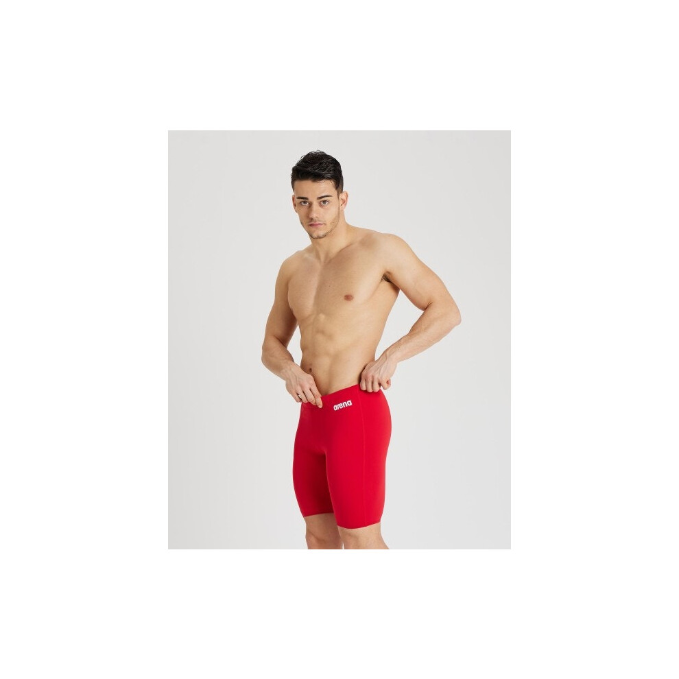 (28) Arena Team Men Swim Jammers Quick Dry Stretch Fit Athletic Swimming Shorts - Red