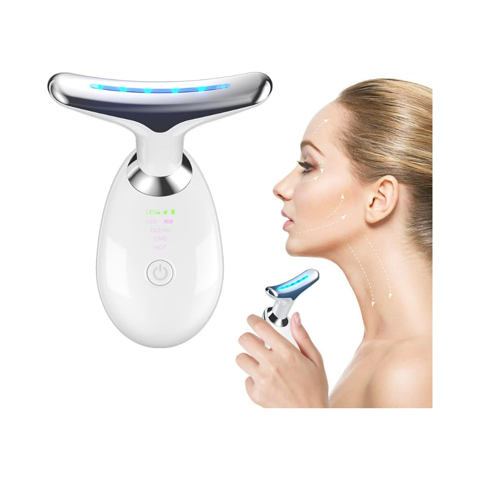 Chronus White Double Chin Face Massager With 45 5 Heat & 3 Color Modes For Skin Care, Face Lift, Improve,Smooth And Tightening Skin(White)