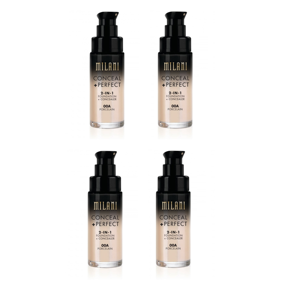 Milani Conceal And Perfect 2 In 1 Foundation + Concealer Porcelain 30ml x4