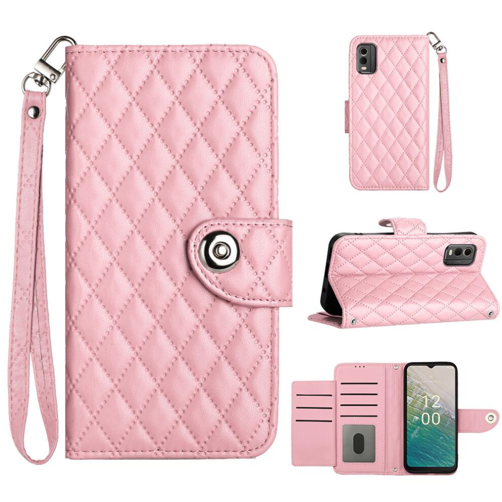 (Pink) Case For Nokia C32 Wrist Strip Shockproof Stylish Protective Card Holder Wallet Cover Pink 764762604356