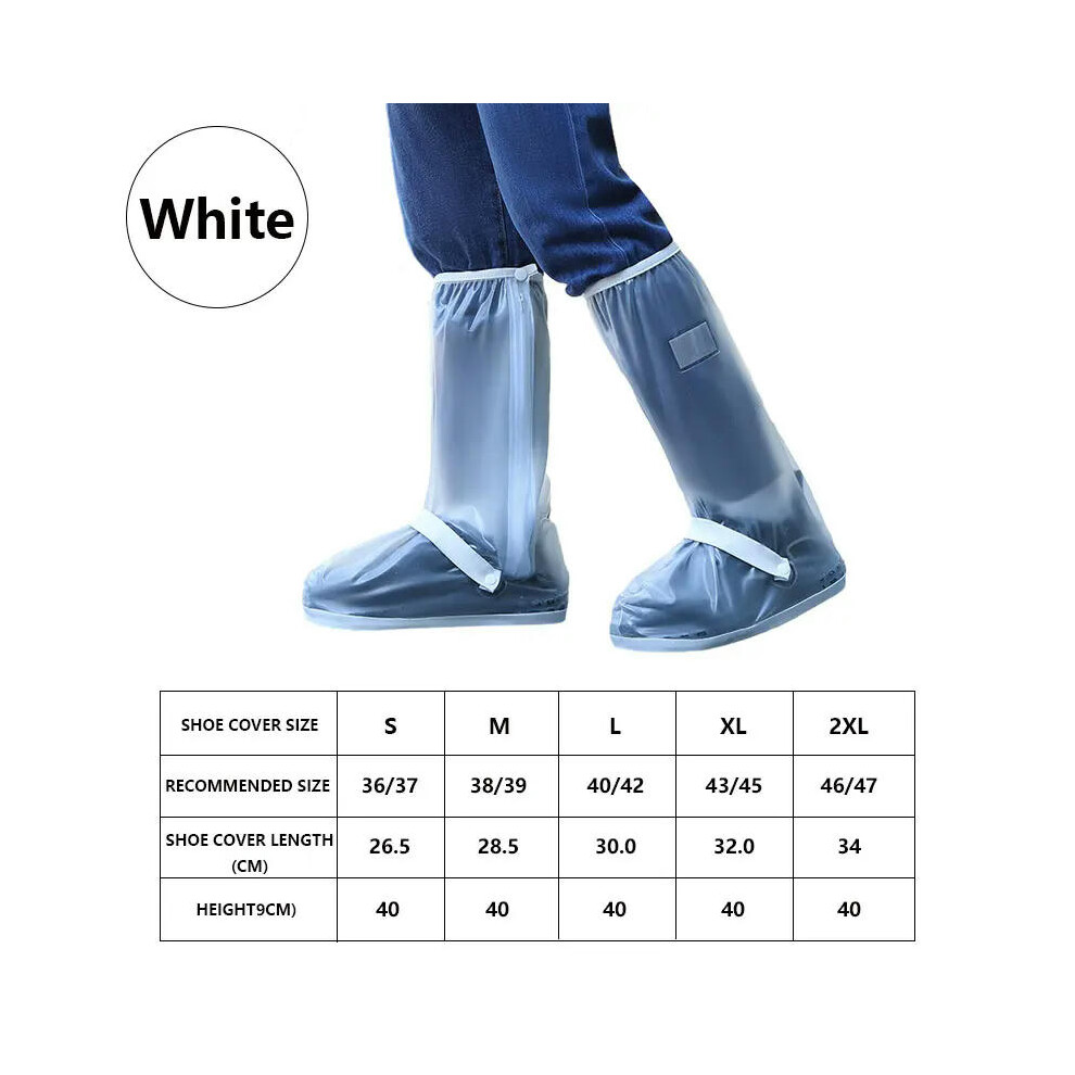 (white, XL 43-45) Portable Rain Shoes Cover Men Women Waterproof Shoes Cover Rain Proof Protection High Cylinder Wear Resistant Light Rain Boots