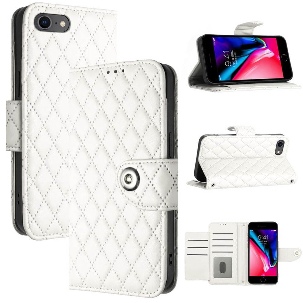 (White) Case For Iphone Se 2022/2020 Wallet Cover Shockproof Stylish Protective Wrist Strip Card Holder White 764762605711