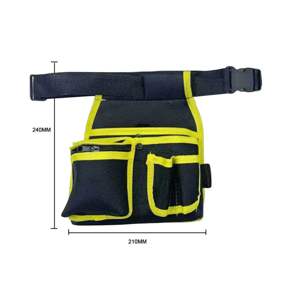 (Beige) Gardening Tool Waist Bag Belt Waterproof Practical Tool Belt Pouch Carpenter blue edges