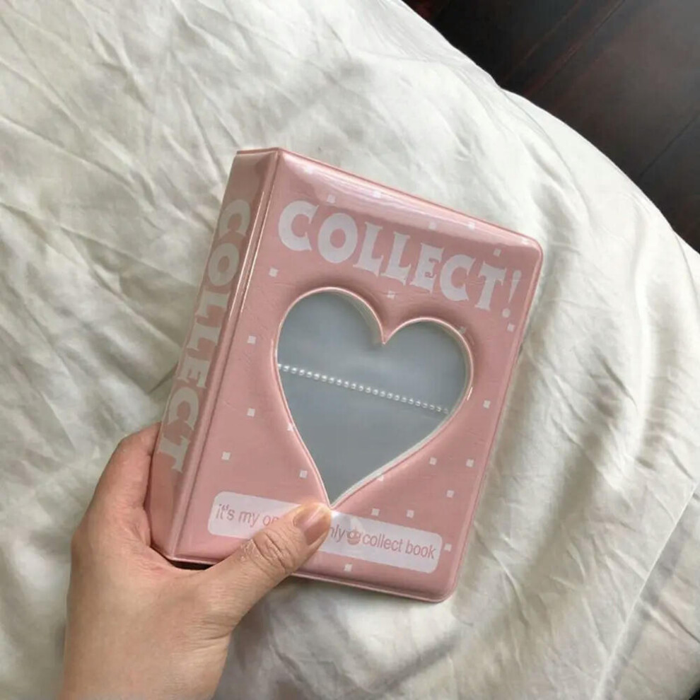 (Pink) Mini Photo Album 64 Pockets Cartoon Album Photo Photocard Holder Book Collect Kpop Album De Fotos Kpop Photocard Binder