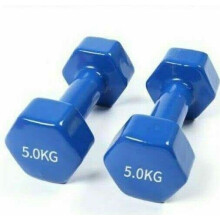 ( 5kgs Blue Color) Vinyl Coated Dumbbells Weights Pair Gym Fitness