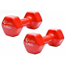 ( 6kgs Red Color) Vinyl Coated Dumbbells Weights Pair Gym Fitness