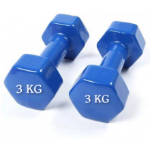 ( 3kgs Blue Color) Vinyl Coated Dumbbells Weights Pair Gym Fitness