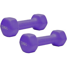 (2kgs Purple Color) Vinyl Coated Dumbbells Weights Pair Gym Fitness
