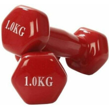 (1kgs Red Color) Vinyl Coated Dumbbells Weights Pair Gym Fitness