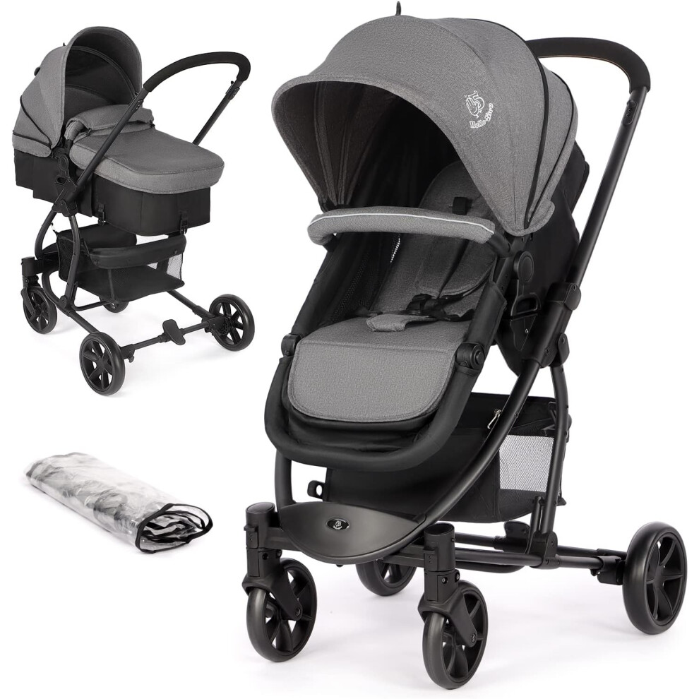 Foldable Baby Pushchair with Rain Cover Reclinable Reversible Pushchair Seat and Carrycot from Birth