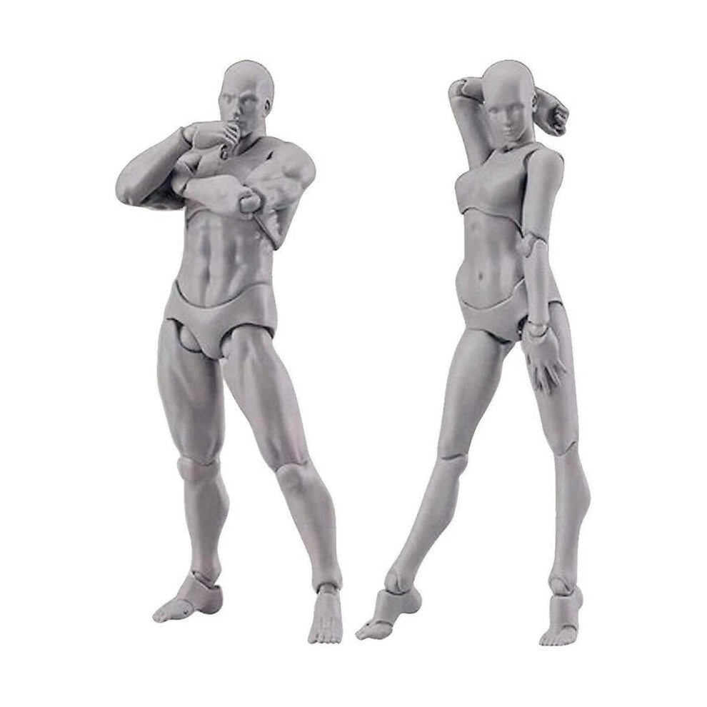 Body Doll, Artists Manikin Blockhead Jointed Mannequin Drawing Figures Male female Set (grey)