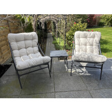 (Grey) 3pc Garden Furniture Patio Balcony Set w/ Cushions