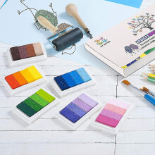 24 Colors Ink Pad Set, Fingerprint Ink Pad Nontoxic Washable Ink Stamp Pad