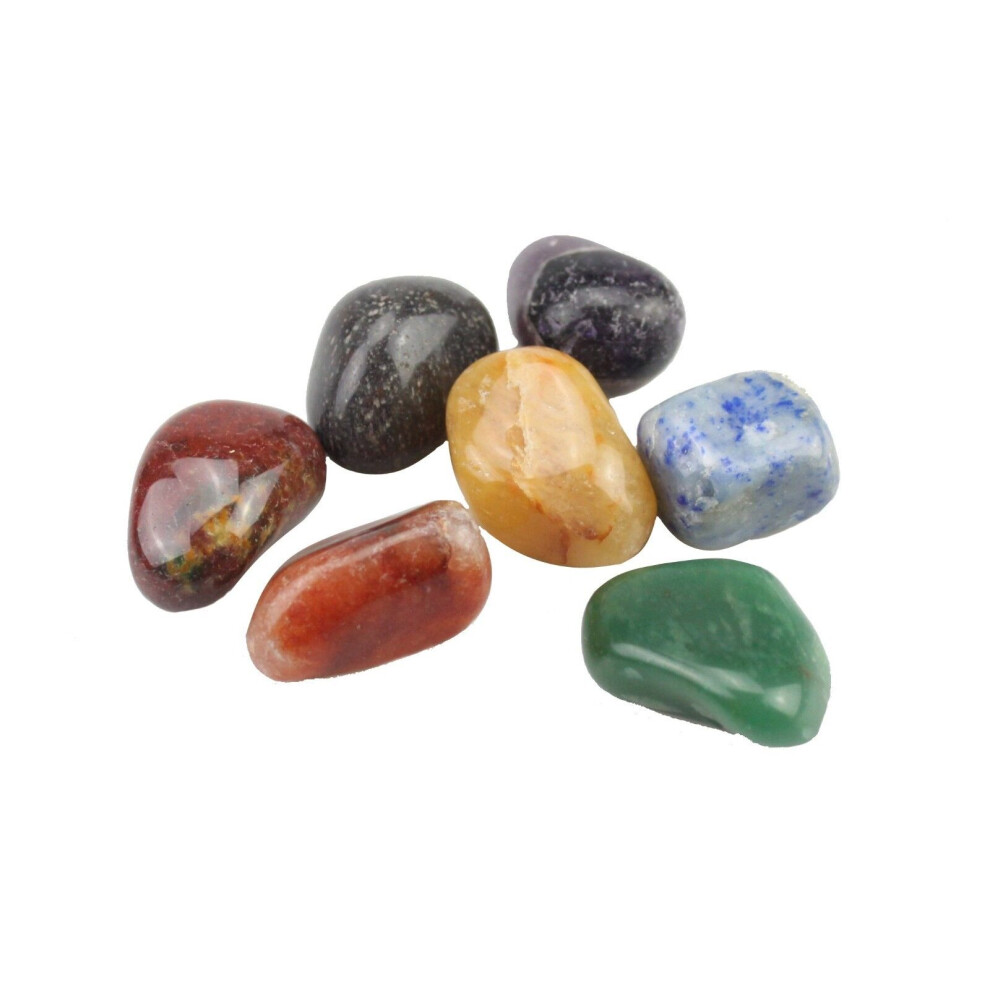 Indiabazaar 7-Chakra Tumbled Stone Set - Reiki Healing Crystals For Meditation, Yoga, Feng Shui & Aura Wellness Multicoloured