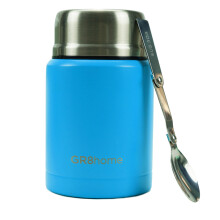(Blue) Stainless Steel 500ml Vacuum Food Flask With Spoon